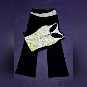 Bebe Sport 2-PC Black/White/Gold Tank & Pants - XS/S.